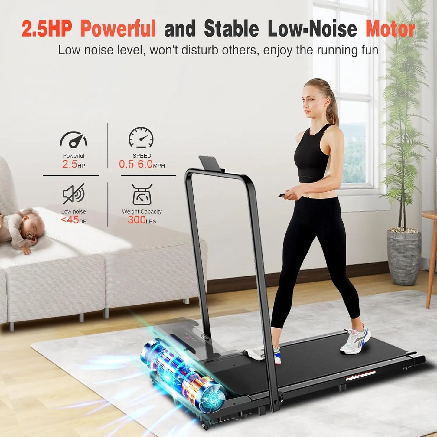 Compact FlexStride Pro Folding Under Desk Treadmill